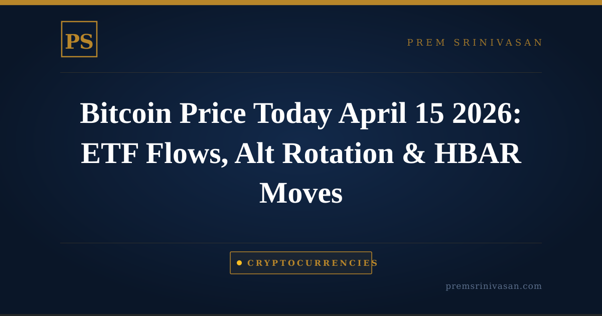 Bitcoin Price Today April 15 2026: ETF Flows, Alt Rotation & HBAR Moves